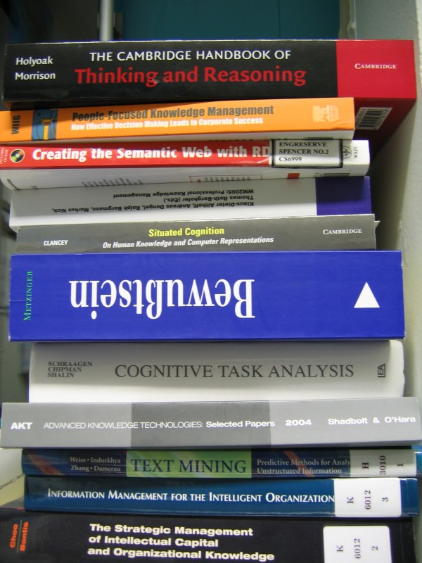 A more (?) or less (!) random shot of my current book pile...